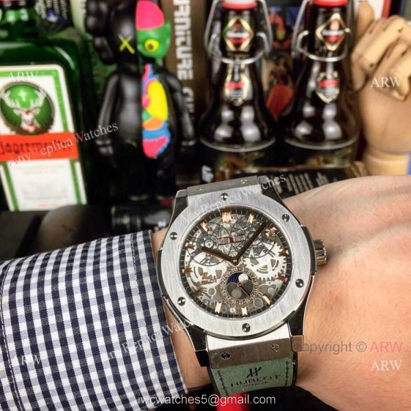 New Copy Hublot Classic Fusion Perpetual Calendar Men Watch SS Brown Dial 2