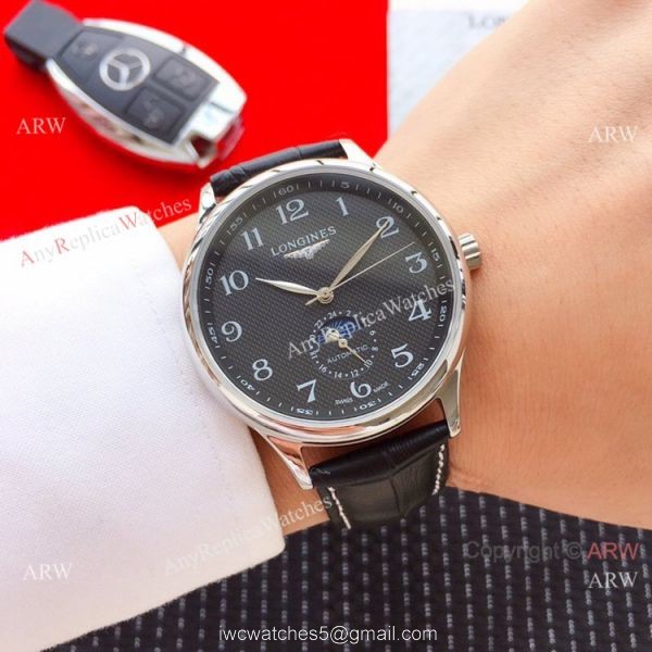 2019 Replica Longines Master Moon phase 40mm Watch Brown Leather Strap 2