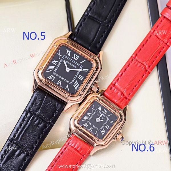 Copy Cartier Panthere de 2-Tone Black Face Quartz Watch 27mm 22mm 2