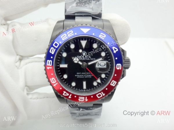 All Black Rolex Replica GMT-MASTER II Watch Pepsi Ceramic Bezel 2
