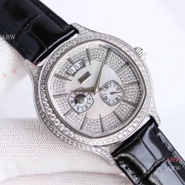Swiss Grade Piaget Emperador Coussin Dual Time Zone Watch SS Diamond 2