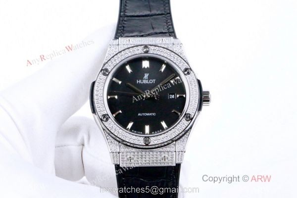 2019 Replica Hublot Classic Fusion Iced Out Diamond Watch 43mm 2