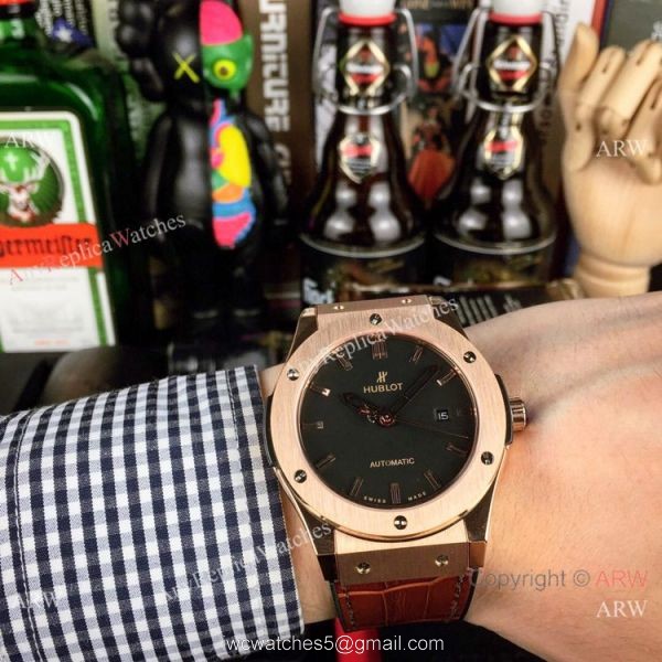 AAA Copy Hublot Classic Fusion 43mm Rose Gold Grey Face Watches 2