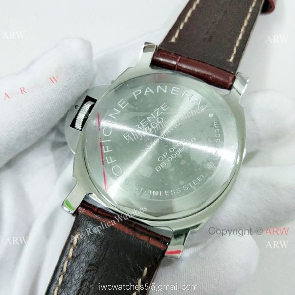 Fake Panerai Luminor GMT PAM00088 Watch Ss Brown Leather Band 2