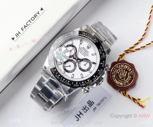 1:1 Swiss Replica Rolex Daytona 4130 JH Stainless Steel White Dial Watch 40MM 2