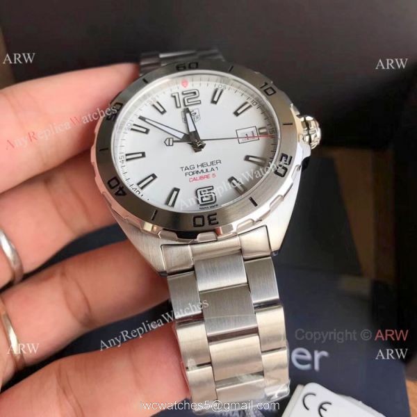 Swiss Replica Tag Heuer Formula 1 CALIBRE 5 White Dial Bracelet 2019 New 2