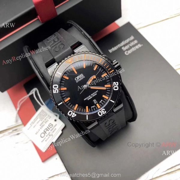 Swiss Fake Oris Aquis Automatic Watch Black Case Sapphire glass 2