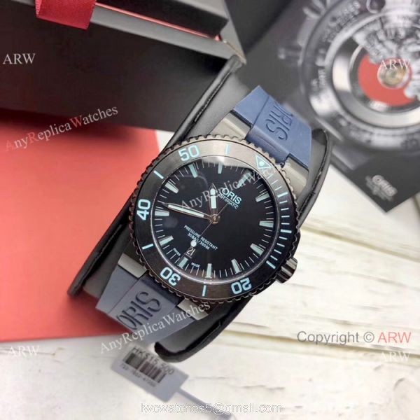 Highest Quality Fake Oris Aquis Swiss sw200 Watch Blue Rubber Strap 2