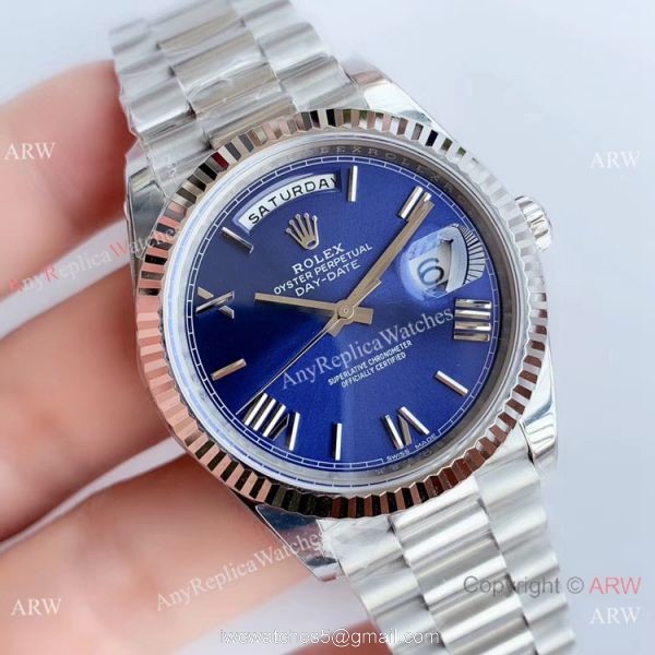NEW Upgraded Copy Rolex DayDate ii Blue Face Stainless Steel President Watch V3 2
