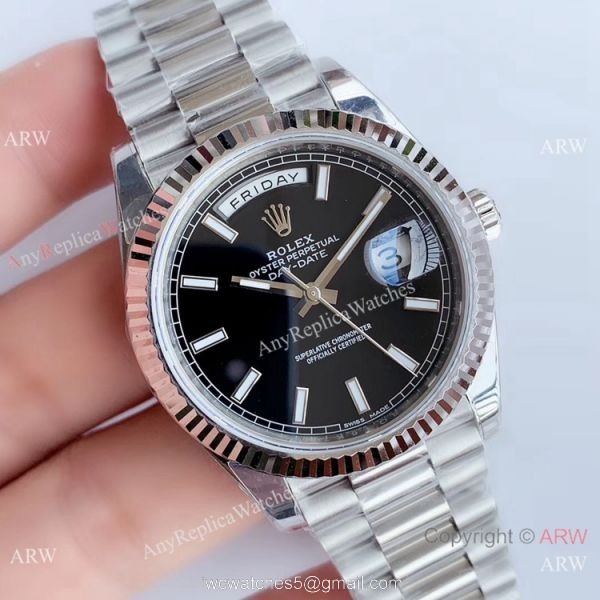 NEW Upgraded Rolex Day Date 2 Black Dial Ss Presidential Watch Swiss 3255 V3 Version 2
