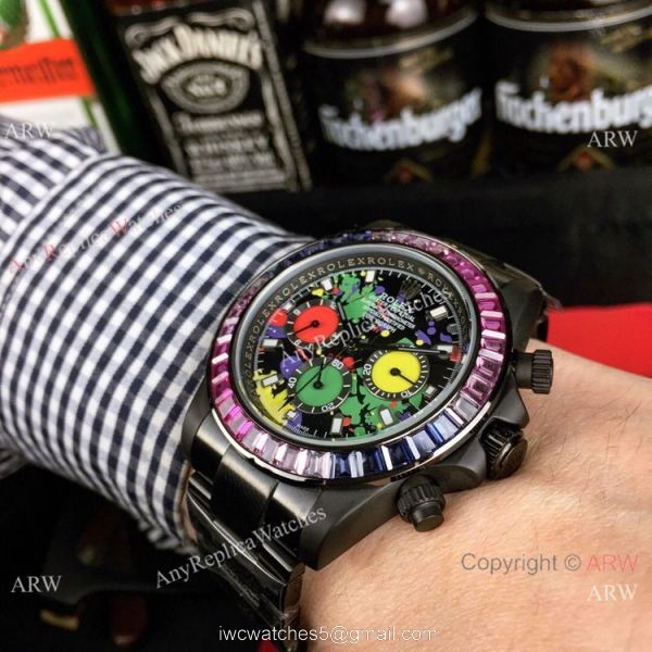 Rolex Daytona Rainbow Replica Blacksteel Graffiti Face 43mm 2