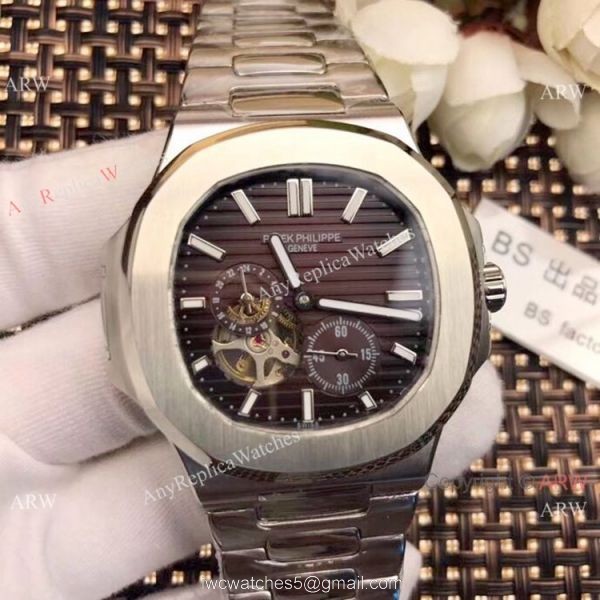 Replica Patek Philippe Tourbillon Nautilus Stainless Steel Watches 42mm 2