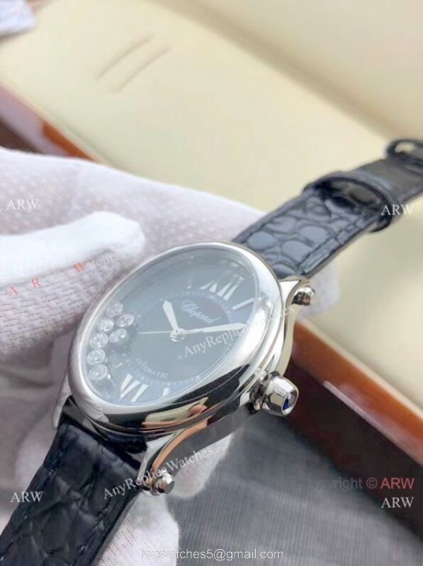 Replica Chopard Happy Sport Oval Lady Watch SS Gray Dial 2