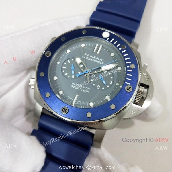 Copy Panerai Luminor Submersible PAM00982 Watch SS Blue Bezel 2