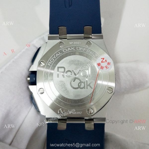 Fake Audemars Piguet Royal Oak Offshore Blue Rubber Strap Watch 44mm 2
