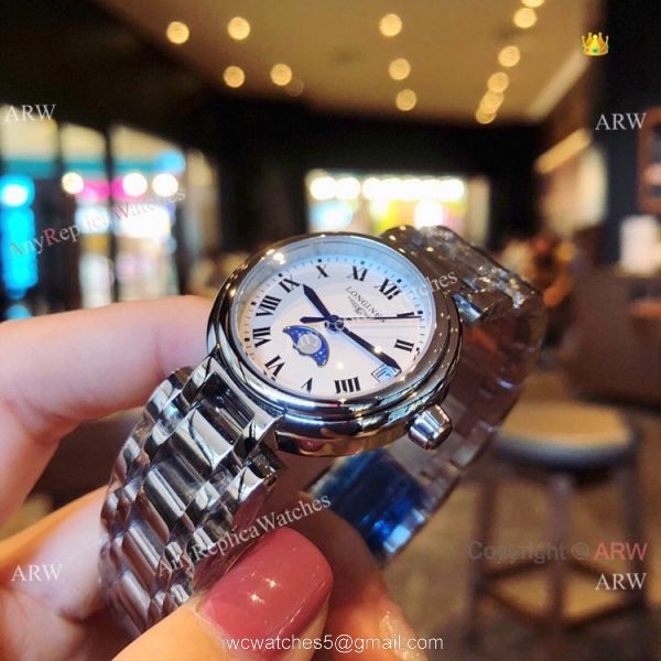 Longines PrimaLuna Quartz White Dial Ladies Watch New Replica 2