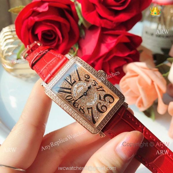 New Copy Franck Muller Long Island Rose Gold Iced Out Watch 26mm 2