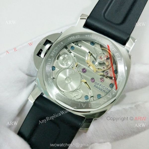 Copy Panerai Luminor PAM00112 Watch Black Dial Black Rubber Strap 2
