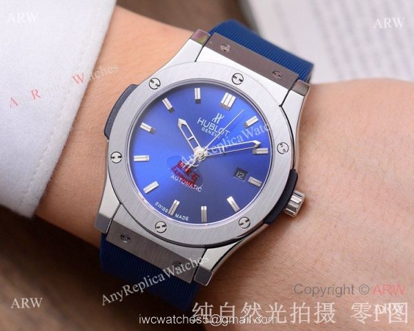 Copy Hublot Classic Fusion Watch 42mm SS Case Purple Dial 2