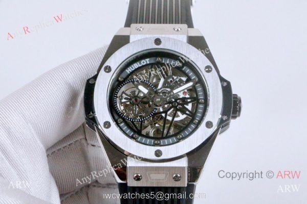 New Fake Hublot Geneve Big Bang Skeleton Watch Red Inner Rubber Strap 2