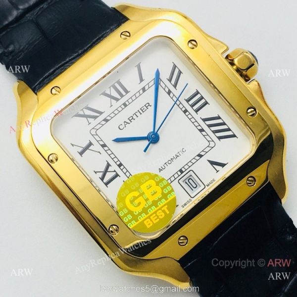 (GB) 2019 New Cartier Santos Yellow Gold Watch AAA Swiss Replica 2