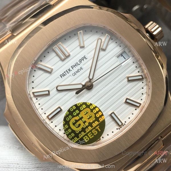 Swiss Grade Copy Patek Philippe Nautilus GBF CAL.324 Rose Gold White Dial Watch 2