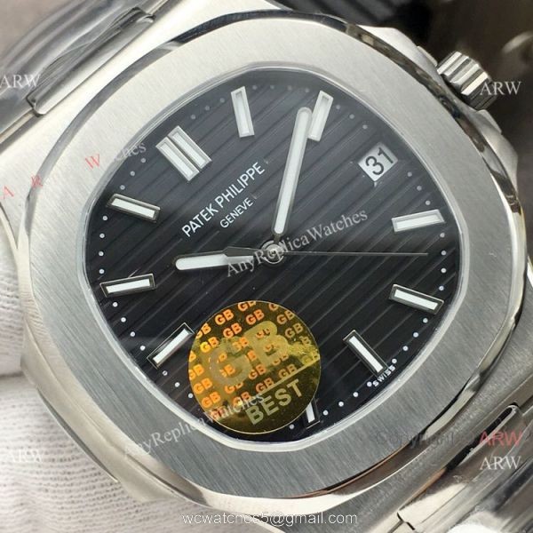Swiss Copy Patek Philippe Nautilus SS Black Dial 40MM Watch GB Factory 2