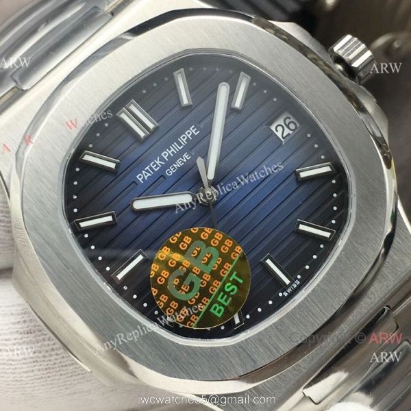 Swiss Grade Replica Patek Philippe Nautilus Blue Dial Watch GB Factory 2