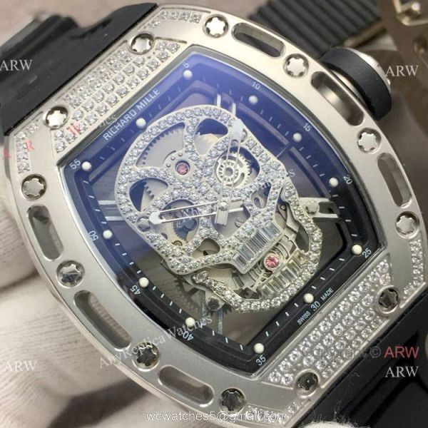 Super Clone Richard Mille RM 052 Skull Face Stainless Steel Men Watch 2