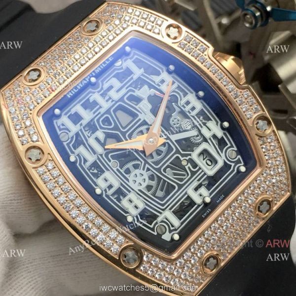 Super Clone Richard Mille AAA RM 67-01 Extra Flat Rose Gold Diamond Watch 2