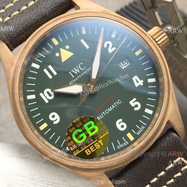 Super Clone IWC Big Pilots Spitfire Bronze Green Dial Watch Swiss 9015 2