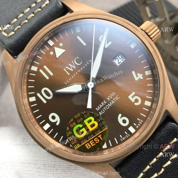 Swiss Replica IWC Big Pilots Spitfire 9015 Watch Bronze Case Brown Dial 2