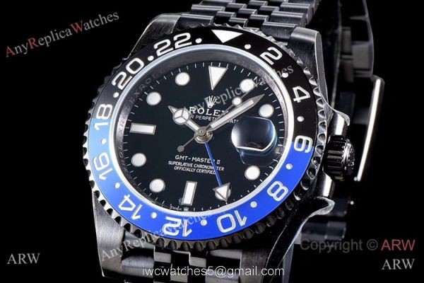 KS Factory Fake Rolex GMT Master II Swiss ETA 126710blnr-0002 Black PVD Watch 2