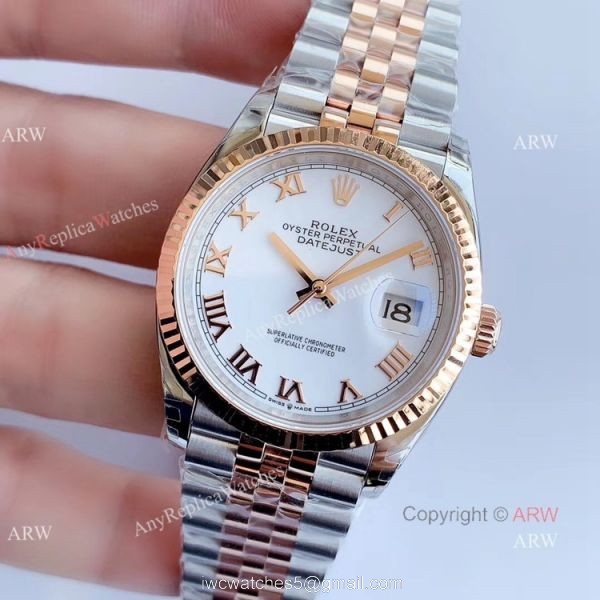 EW factory 3235 Rolex Datejust 36mm 2-Tone Rose Gold Jubilee White Face Watch 2