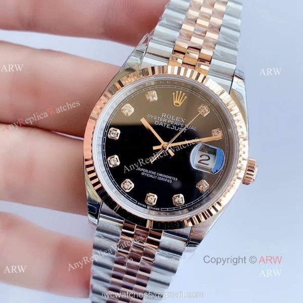 EW factory 3235 Rolex Datejust Black Diamond Dial Jubilee Watch 36mm 2