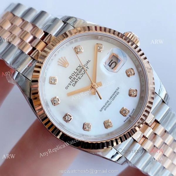 EW factory SWISS 3235 2 Tone Rose Gold Rolex Datejust 36mm Watch 2