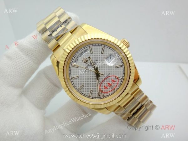 New Copy Rolex Day-Date President White textured Dial Watch 40mm 2