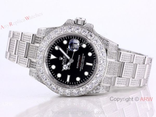 Rolex Submariner Green Dial Iced Out Watch Best Chinese Replica Watches 2