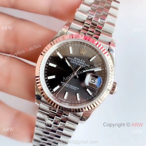 EW factory Copy Rolex Oyster Perpetual Datejust 36mm SS Gray dial Jubilee Watch 2