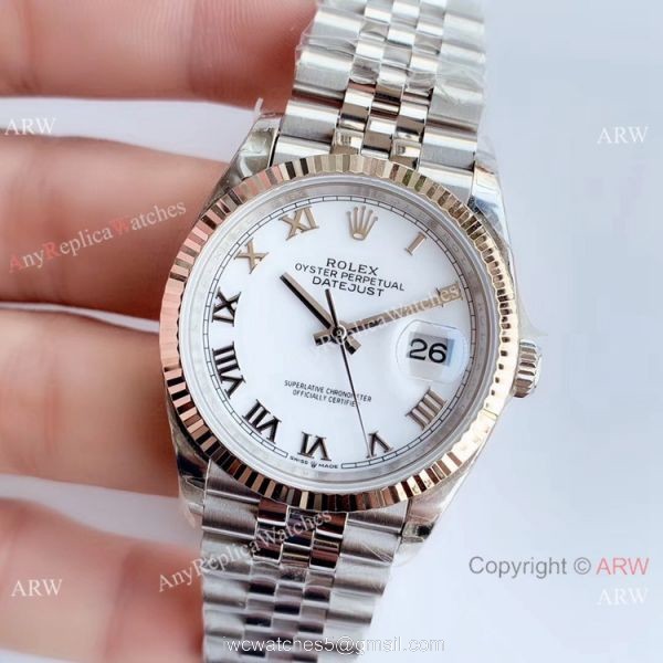 EWF Replica Rolex Datejust 36mm Watch White Dial Roman Markers 2