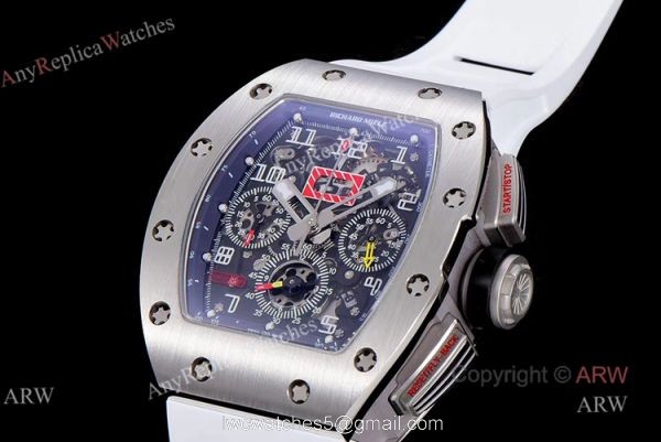 KV Factory Richard Mille RM 011 White Rubber Band Replica Watches For Men 2