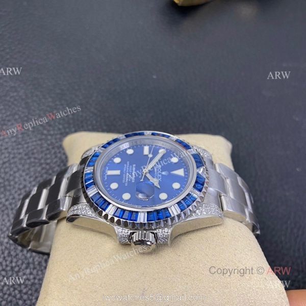 KS Factory Swiss Replica Rolex Submariner Blue Dial Diamond Bezel Mens Watch 2
