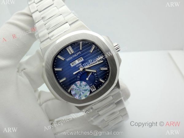 Swiss 324SC Patek Philippe Nautilus Moonphase Watch Stainless Steel Blue Face 2