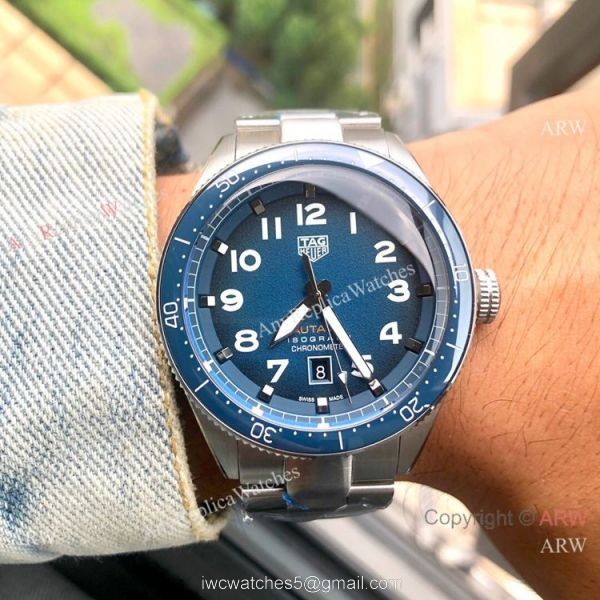 New Style TAG Heuer Autavia Isograph Stainless Steel Green Dial Watches 2