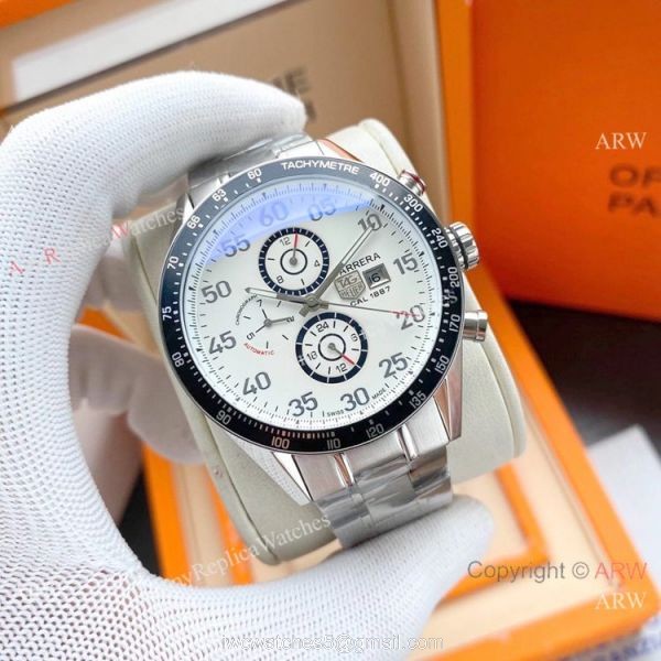 Copy Tag Heuer Carrera Cal 1887 Watch Stainless Steel White Face 2