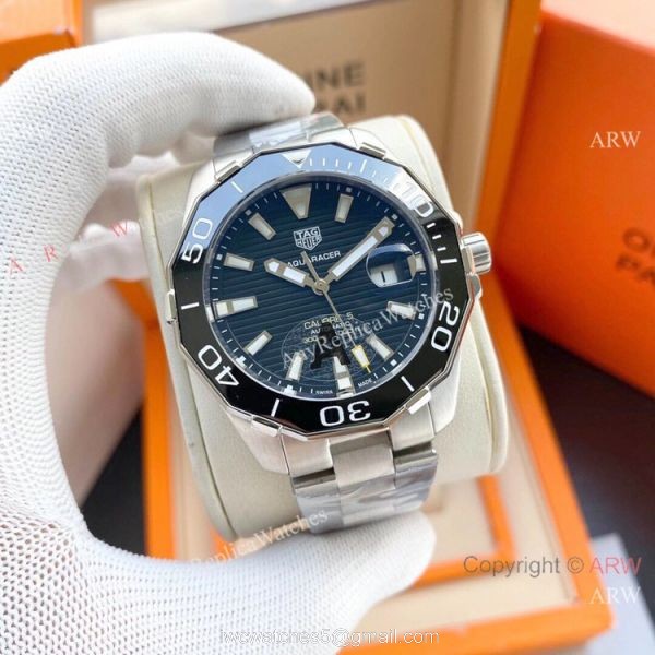 AAA Replica Tag Heuer Aquaracer Calibre 5 Blue Rubber Strap Watches 2