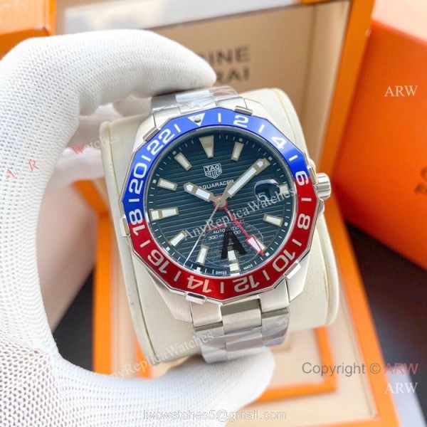 Copy Tag Heuer Aquaracer Calibre 7 GMT Watch New Blue Red Bezel 2