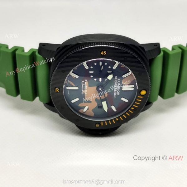 Panerai Replica Watch 47mm Camouflage Dial Military Green Rubber Strap 2