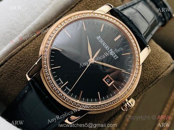 New 2021! Swiss Grade 1 Copy Audemars Piguet Jules Audemars Diamond Watch Rose Gold 41mm 2