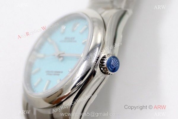 EW Factory 31mm Swiss Replica Rolex Oyster Perpetual Tif-fa-ny blue Dial Watch 2